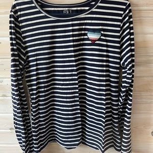 2 EV1 striped shirts, blue and red.